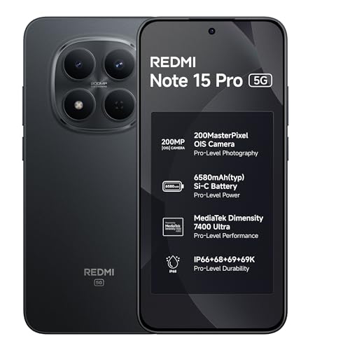 REDMI Note 15 Pro 5G (Carbon Black, 8GB+256GB) | 200MasterPixel
